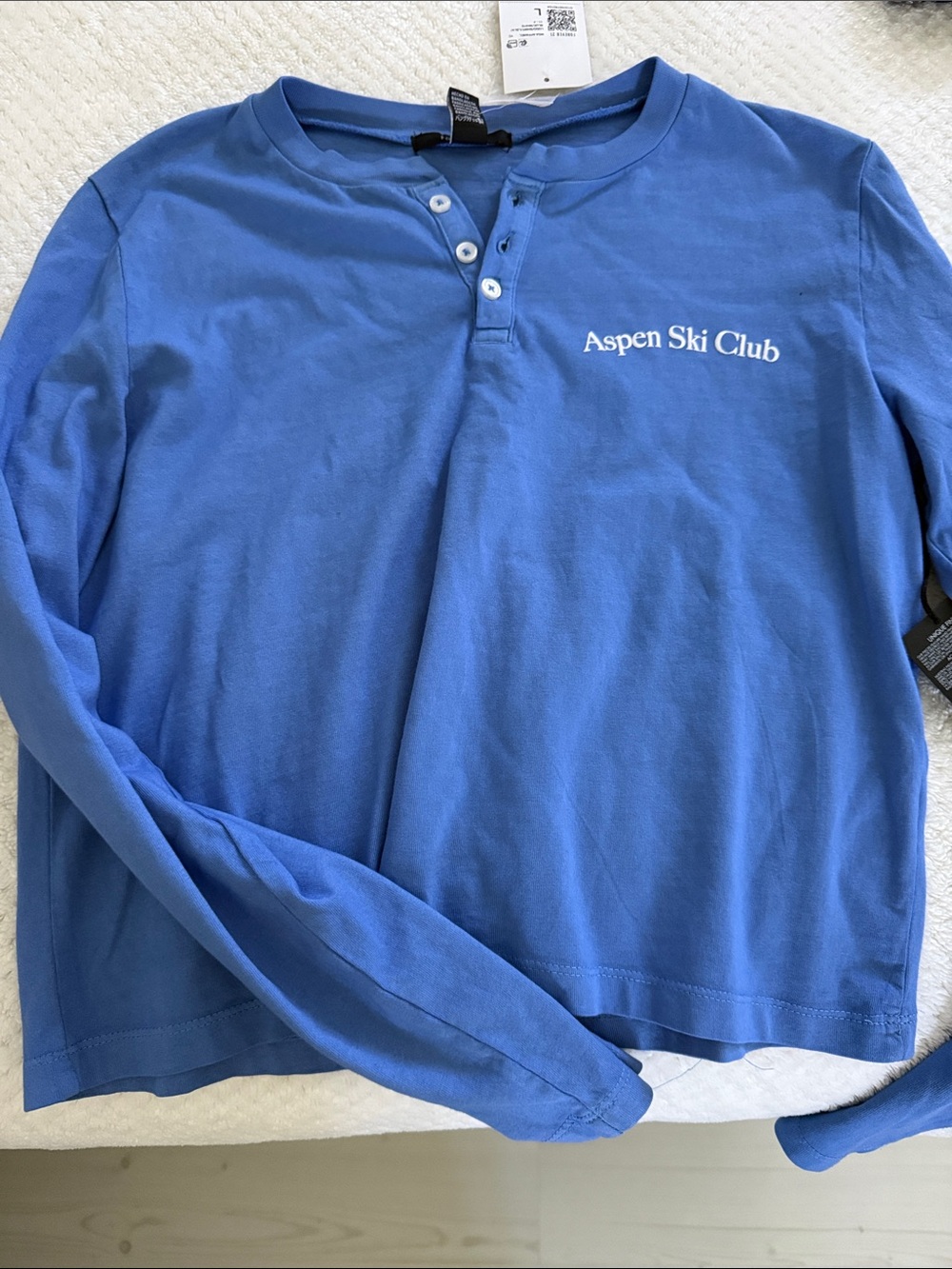 Forever 21 Blue Aspen Ski Club Long-Sleeve Henley